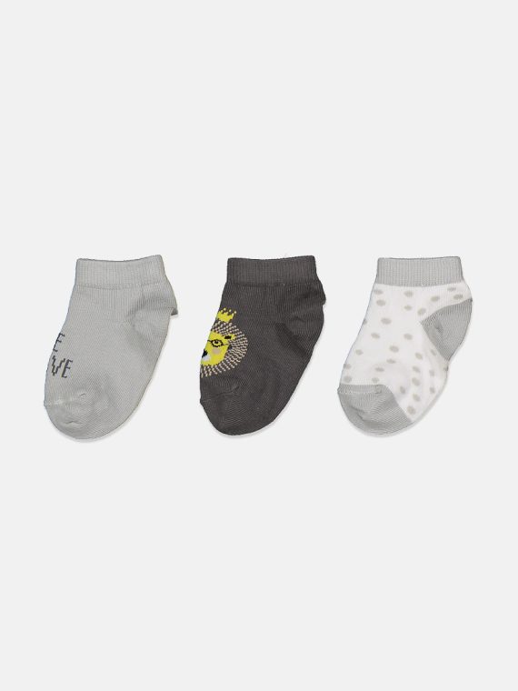 Baby Boys 3 Pairs Of Socks Grey/White