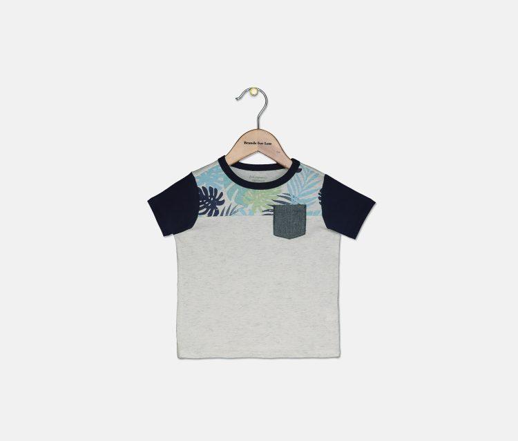 Baby Boys Tropical Colorblocked T-Shirt Snow Owl Heather