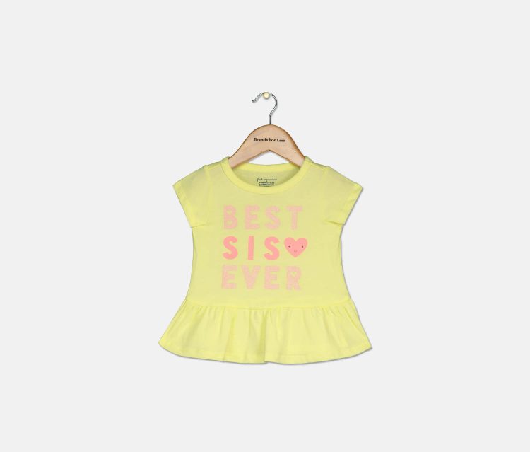 Baby Girls Best Sis-Print Cotton Peplum Top Sundrop