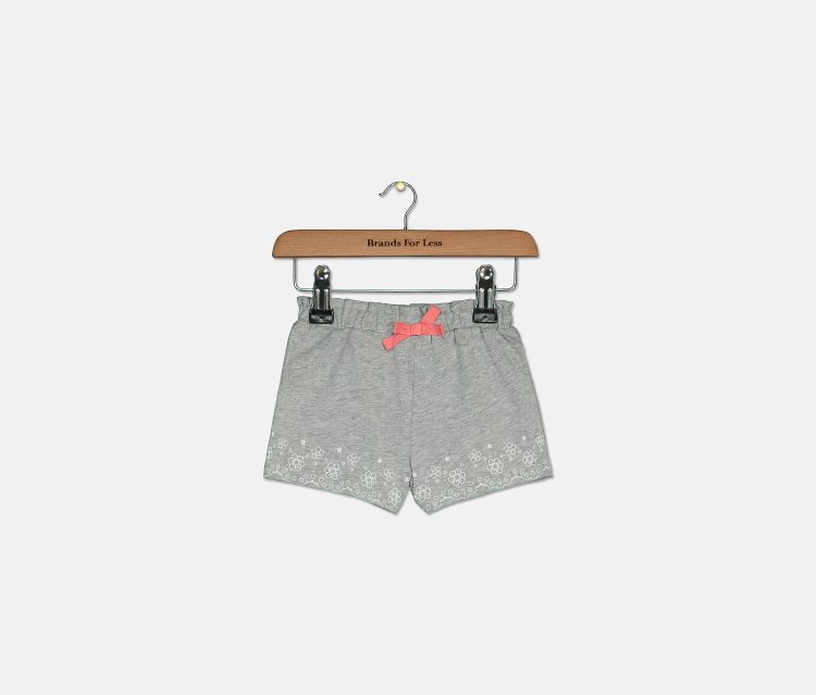 Baby Girls Floral-Border Shorts Stormy Grey Heather