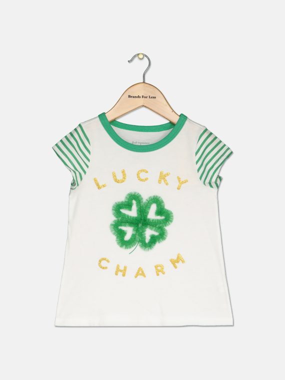 Baby Girls Lucky Charm-Print T-Shirt Bright White