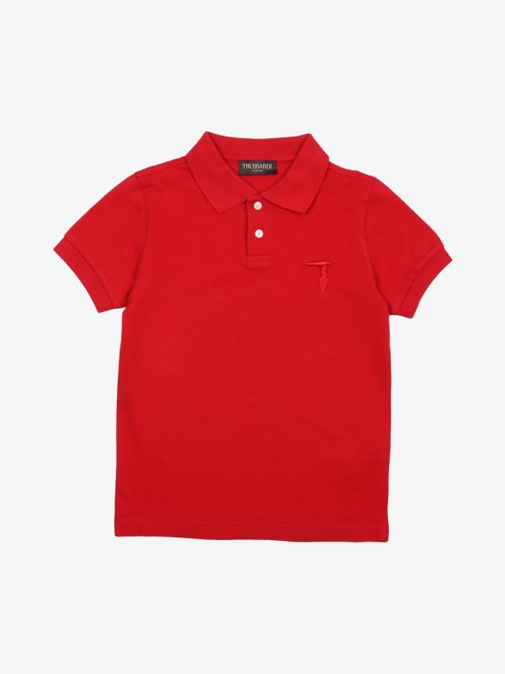 Kids Boys Embroidered Logo Polo Shirts Red