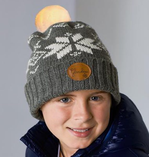 Kids Hat With Glowing Pom Pom Grey