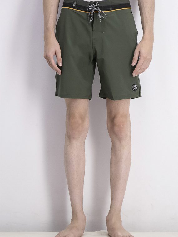 Mens 19 Solid Drawstring Board Shorts Military Green