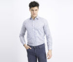 Mens Allover Print Dots And Stripes White/Navy Blue