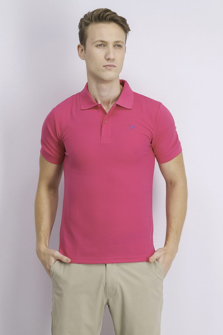 Mens Brand Logo Polo Shirt Fuchsia