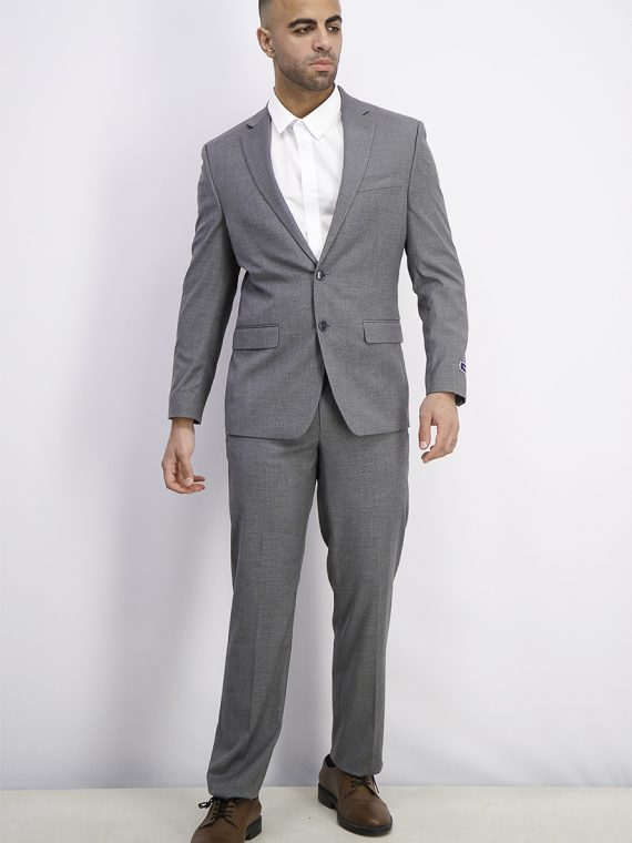 Mens Classic-Fit Stretch Suits Light Grey
