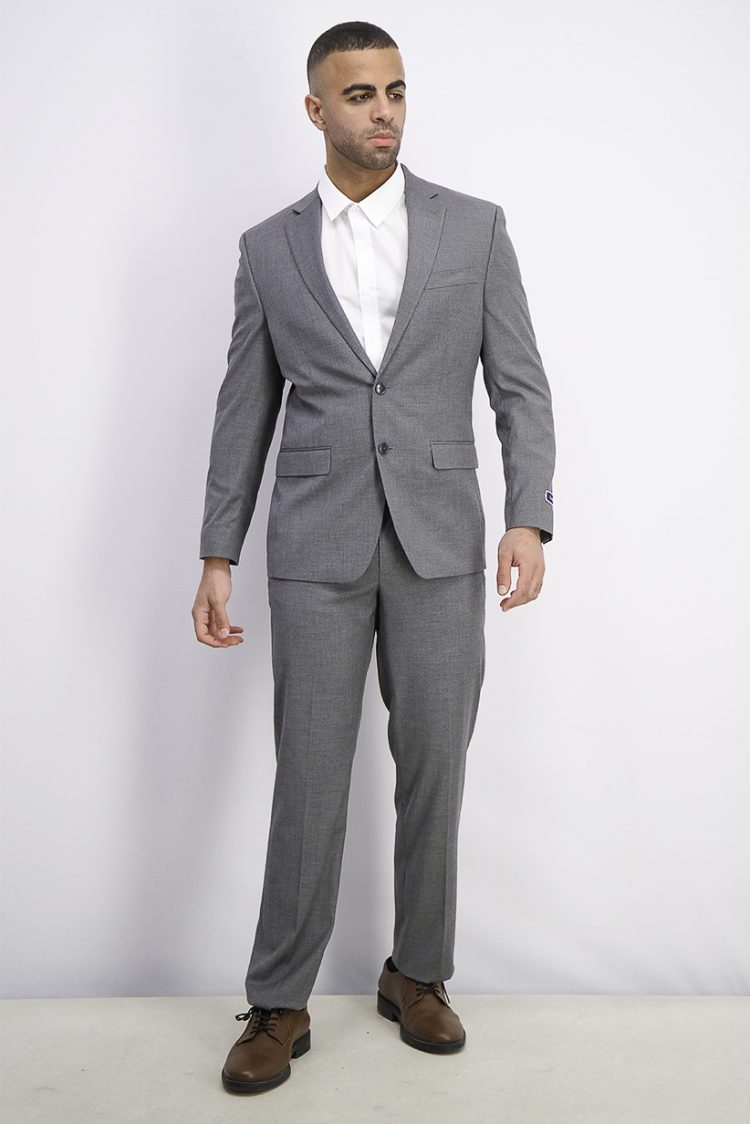 Mens Classic-Fit Stretch Suits Light Grey
