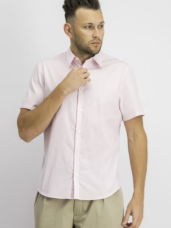 Mens Cotton Solid Button-Down Shirt Ballerina Pink