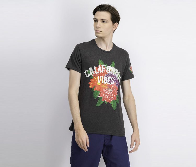 Mens Graphic Print T-Shirt Charcoal Combo
