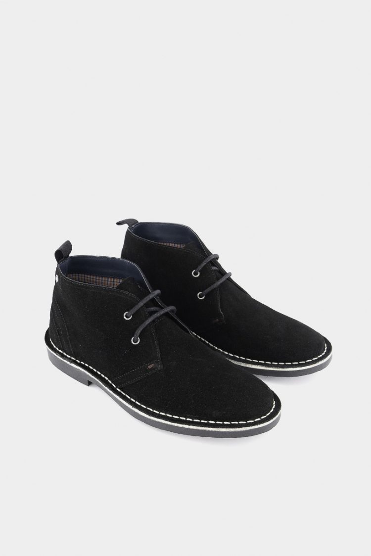 Mens Logan Mod Casual Shoes Black Suede