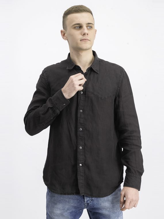 Mens Long Sleeve Plan-A Casual Shirt Black