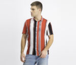 Mens Marco Striped Button-Down Shirt Red Combo