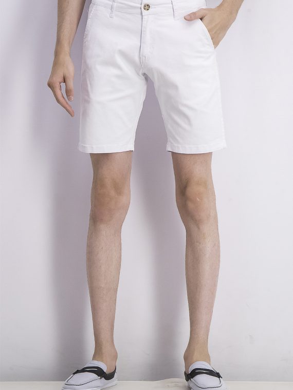 Mens Solid Slant Pocket Bermuda Shorts White