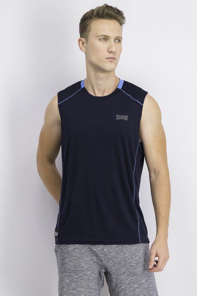 Mens Trainer Crew-Neck Muscle Tank Navy