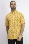 Mens Tropical Bird Print Shirt Peach Combo