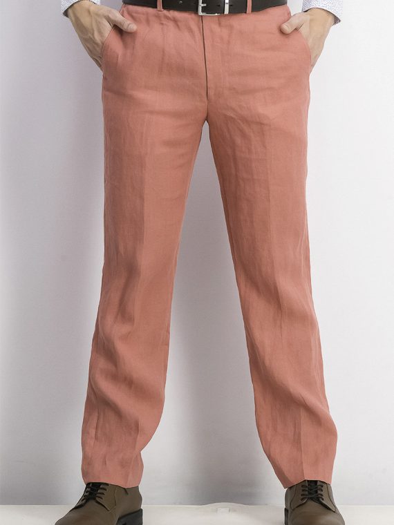Mens UltraFlex Classic-Fit Linen Pants Red