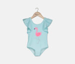 Toddler Girl Flamingo 1-Piece Swimsuit Med Blue