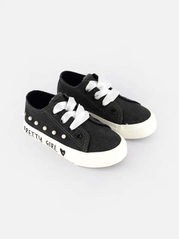 Toddler Girls Lace Up Casual Shoes Black