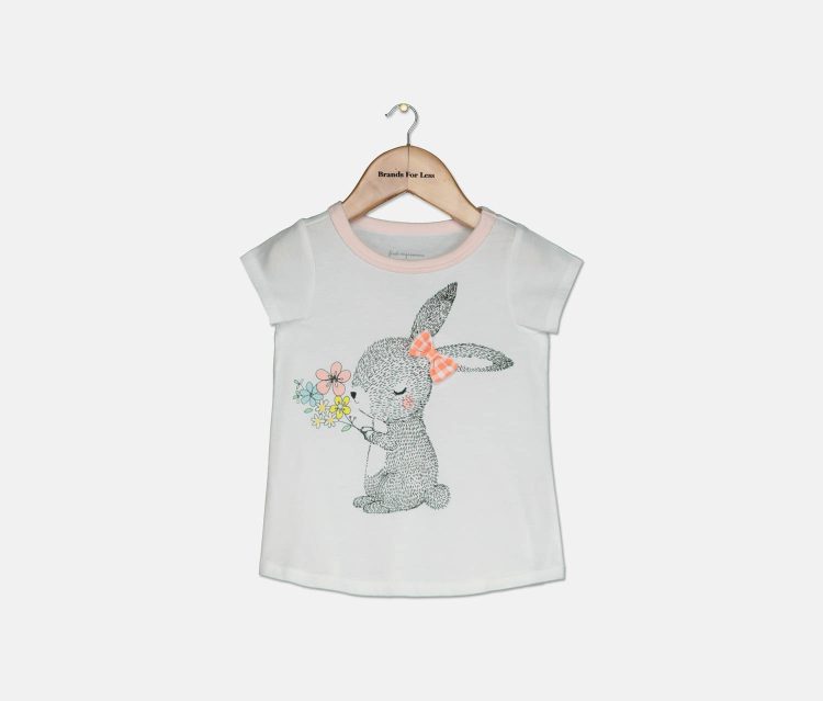 Toddlers Girls Bunny Bow Tee Bright White