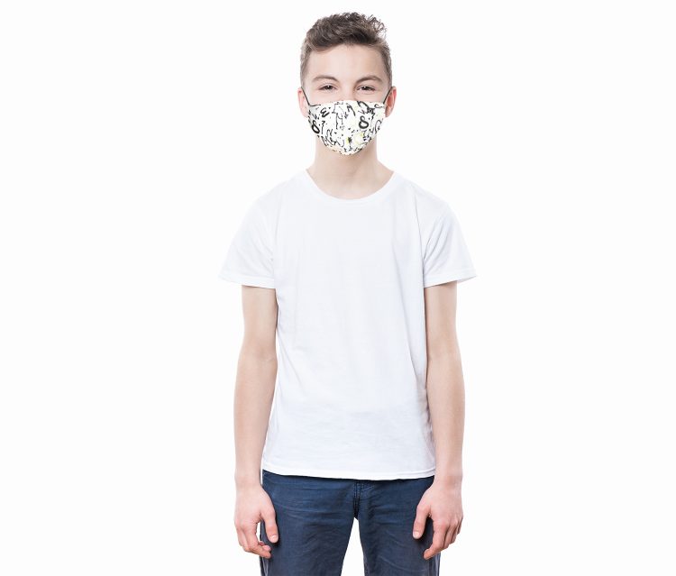 Unisex Kids Graphic Printed Reusable Face Mask White Combo