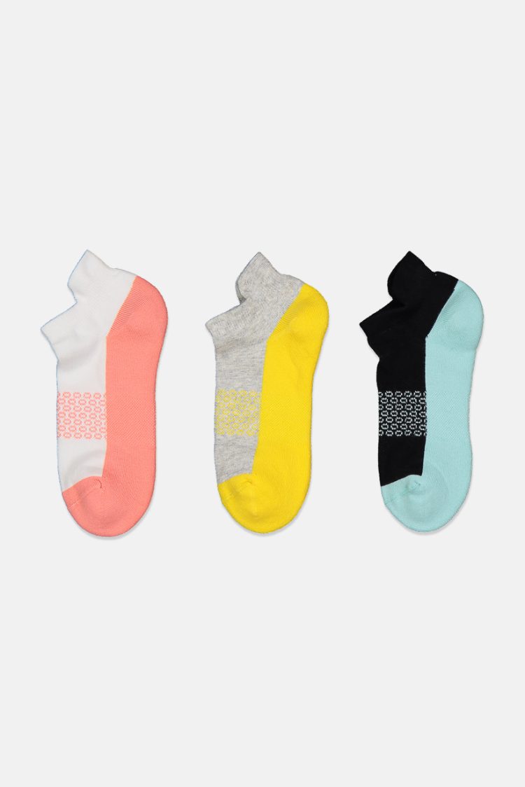 Womens Ankle Sports Socks White/Turquoise/Pink