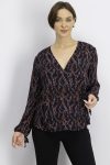 Womens Brynlee Tie Wrap Blouse Black Combo