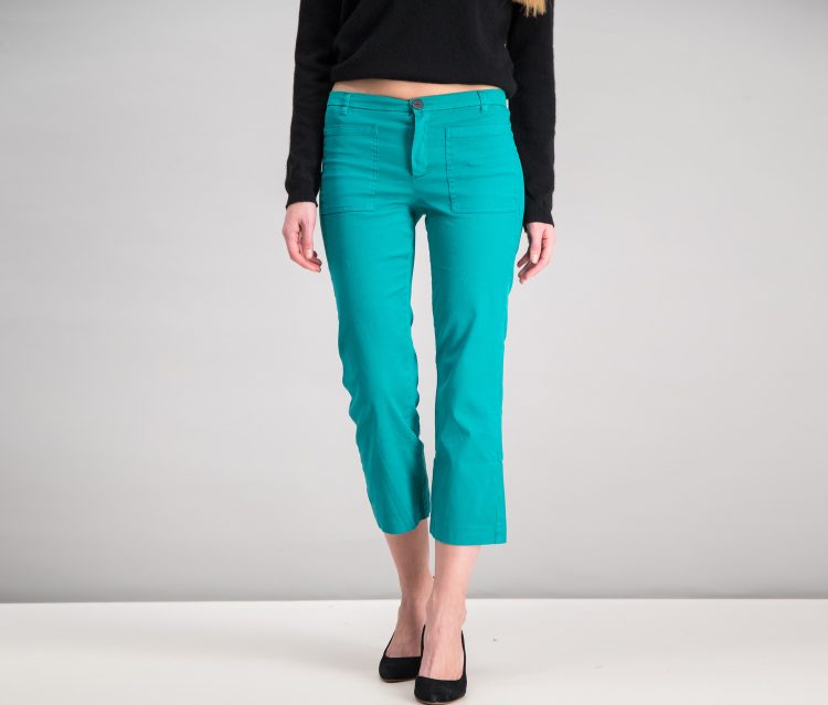 Womens Cotton Crop Trousers Pastel Green