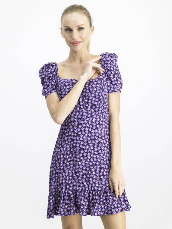 Womens Floral Dress Purple Combo
