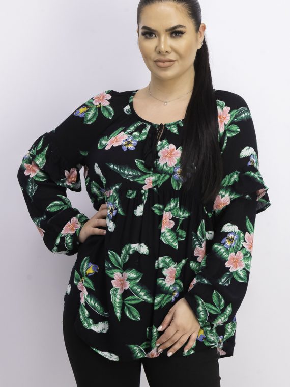 Womens Floral Top Black Combo