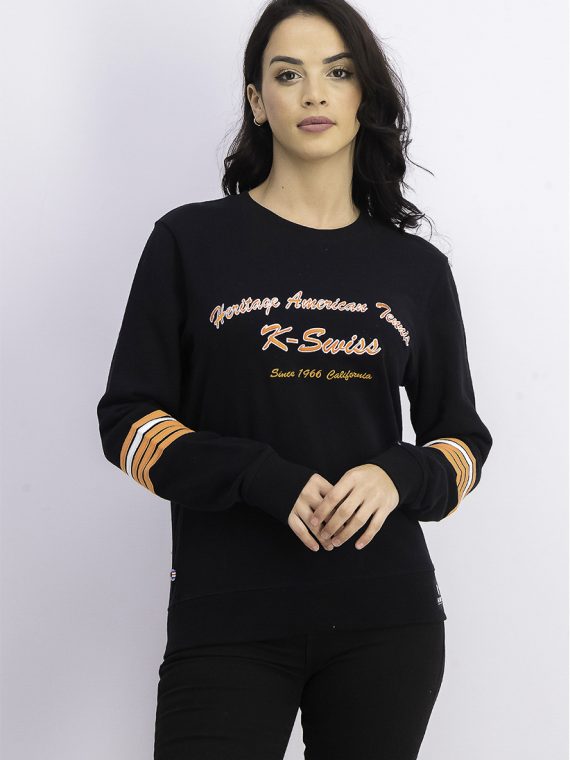 Womens French Terry Cropper Sweater Black/Orange