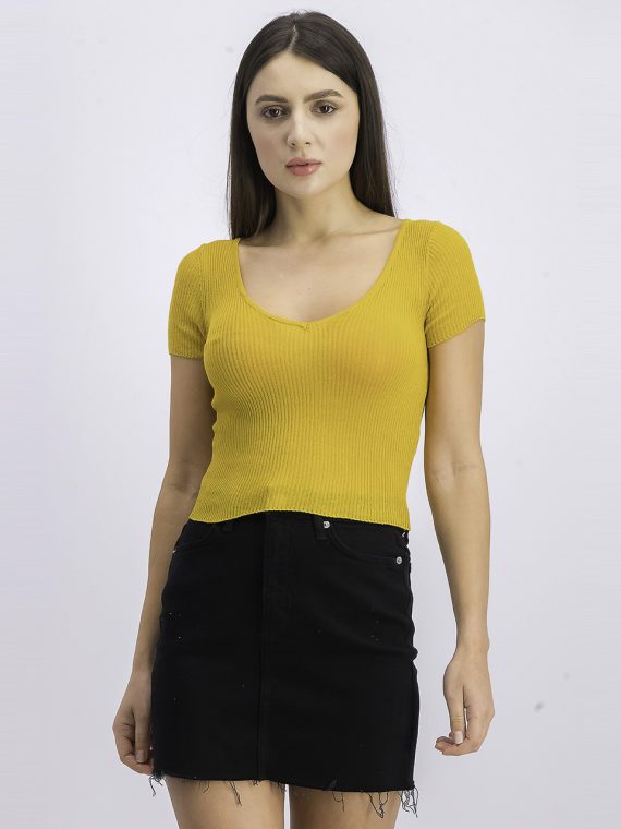 Womens Knitted Top Mustard