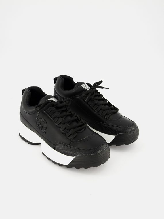 Womens Lace Up Sneakers Black