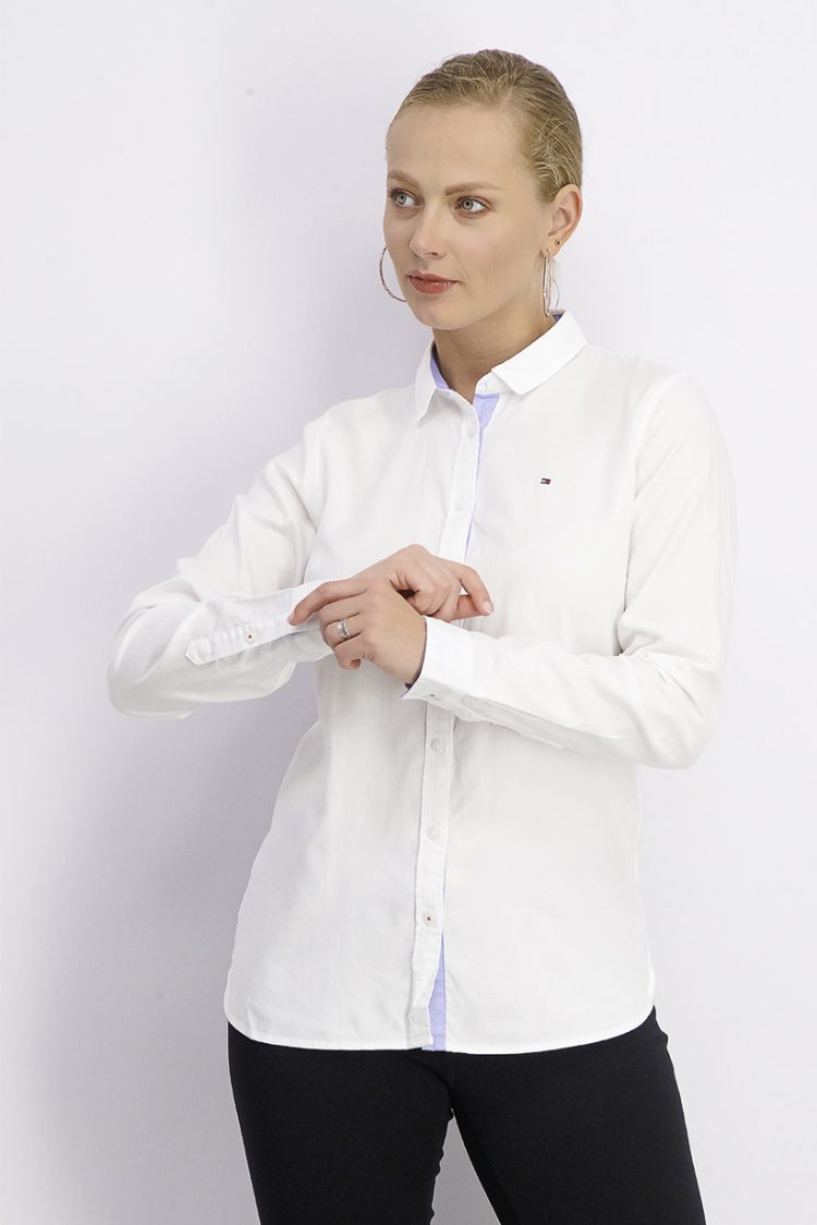 Womens Long Sleeve Fitted Shirt White