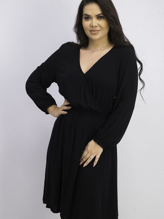 Womens Long Sleeve Plain Dress Black
