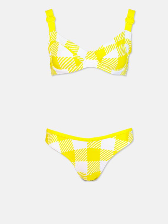 Womens Non Padded 2 Piece Swimsuit Yellow/White