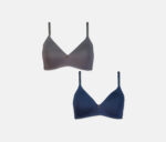 Womens Padded Wire 2 Pack Free Bra Pewter/Blue