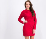 Womens Plain Long Sleeves Dress Red