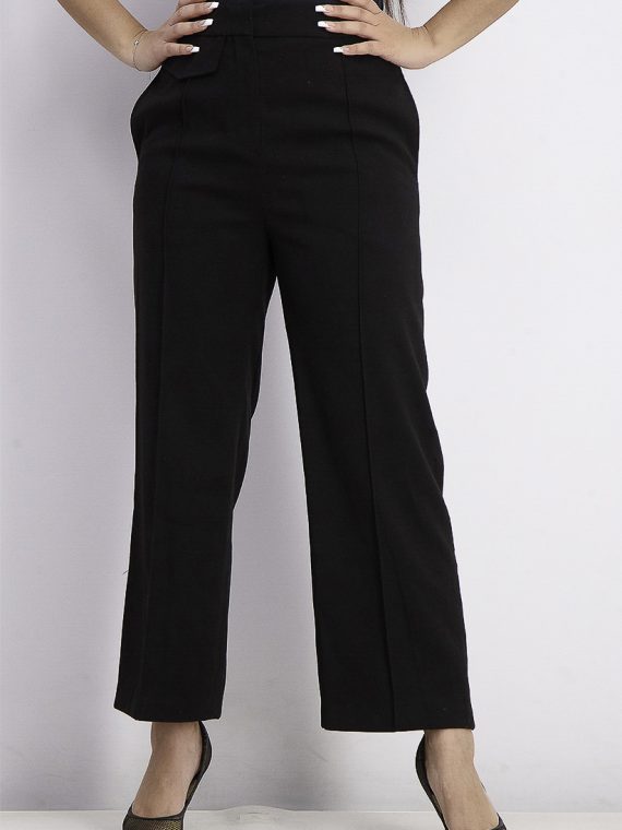 Womens Pleated Suit Trousers Black