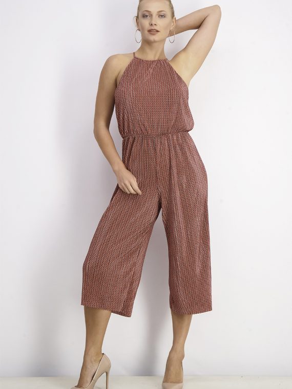 Womens Printed Jumpsuit Red Combo