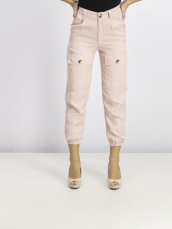 Womens Pull On Cargo Trousers Light Pink
