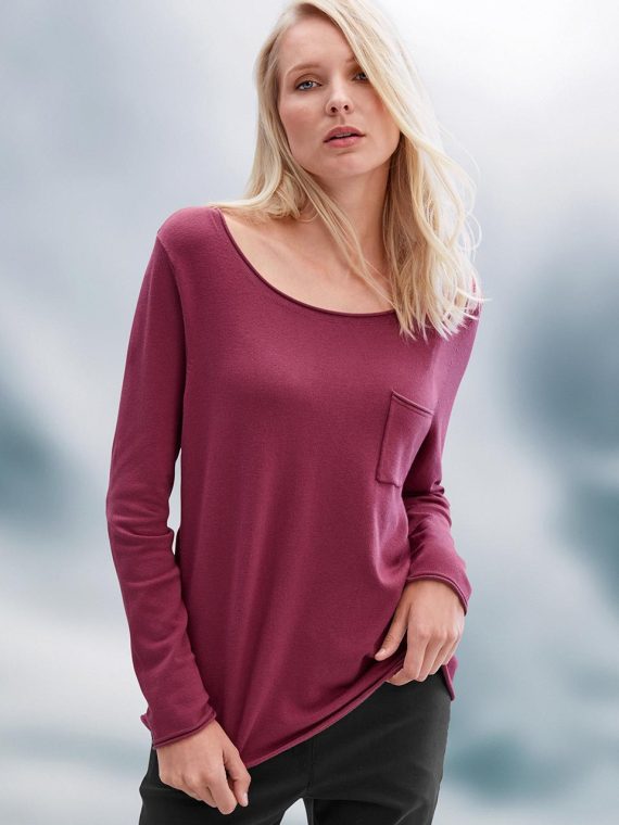 Womens Round Neck Pullover Rosewood