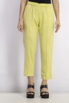 Womens Straight Linen-Blend Trouser Yellow